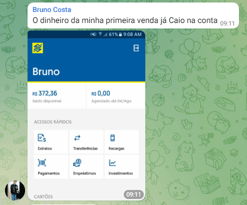 Dinheiro da primeira venda já caiu na conta